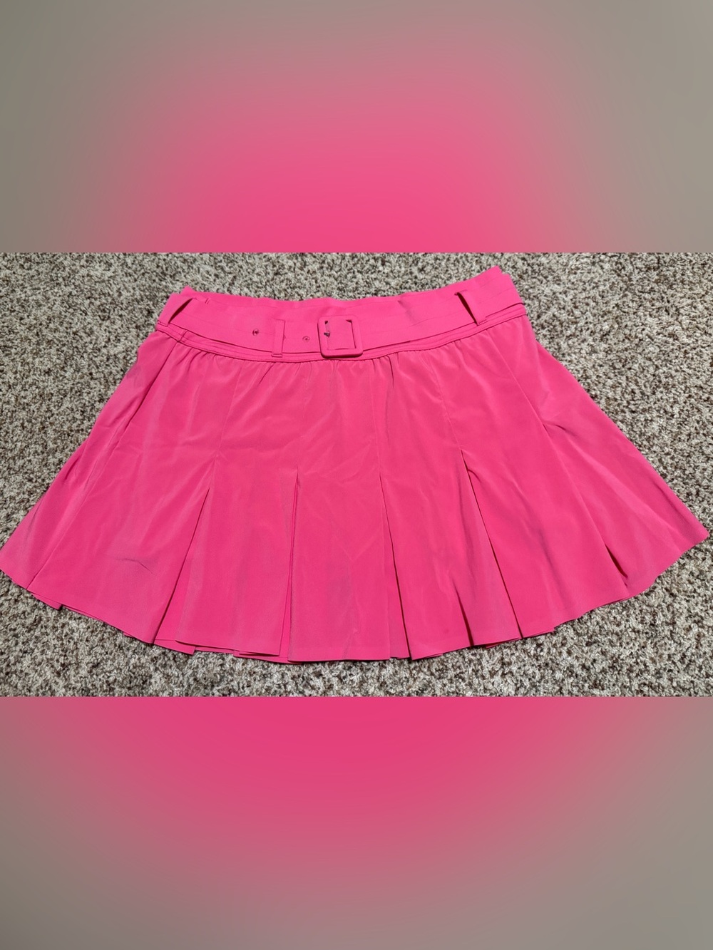 aerie Offline Bright Hot Pink Pleated Belted Mini Tennis Skirt Short  Womens L